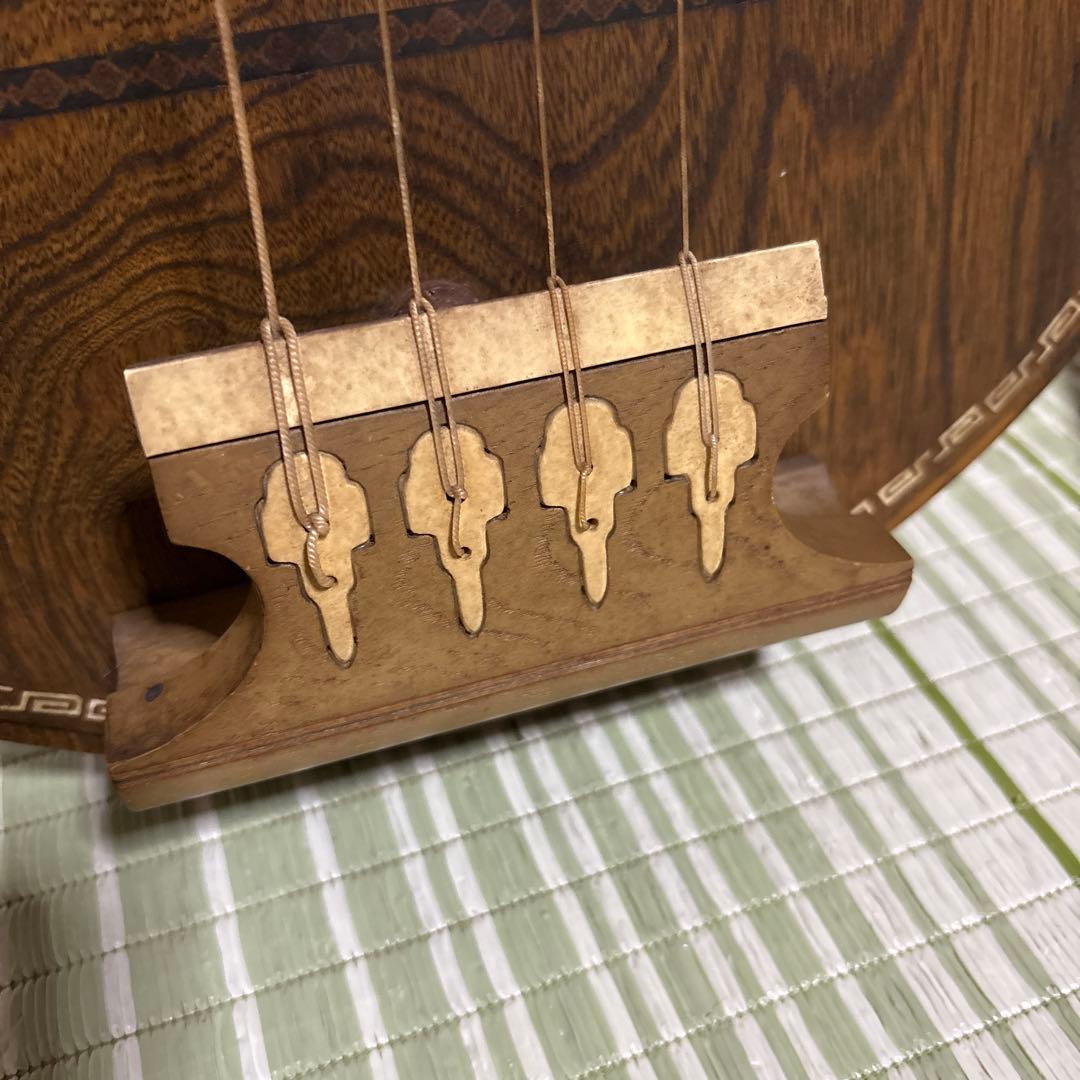 筑前琵琶　四弦　五柱　琵琶 螺鈿希少　琵琶立て　弦楽器　琵琶台　民族楽器　4弦