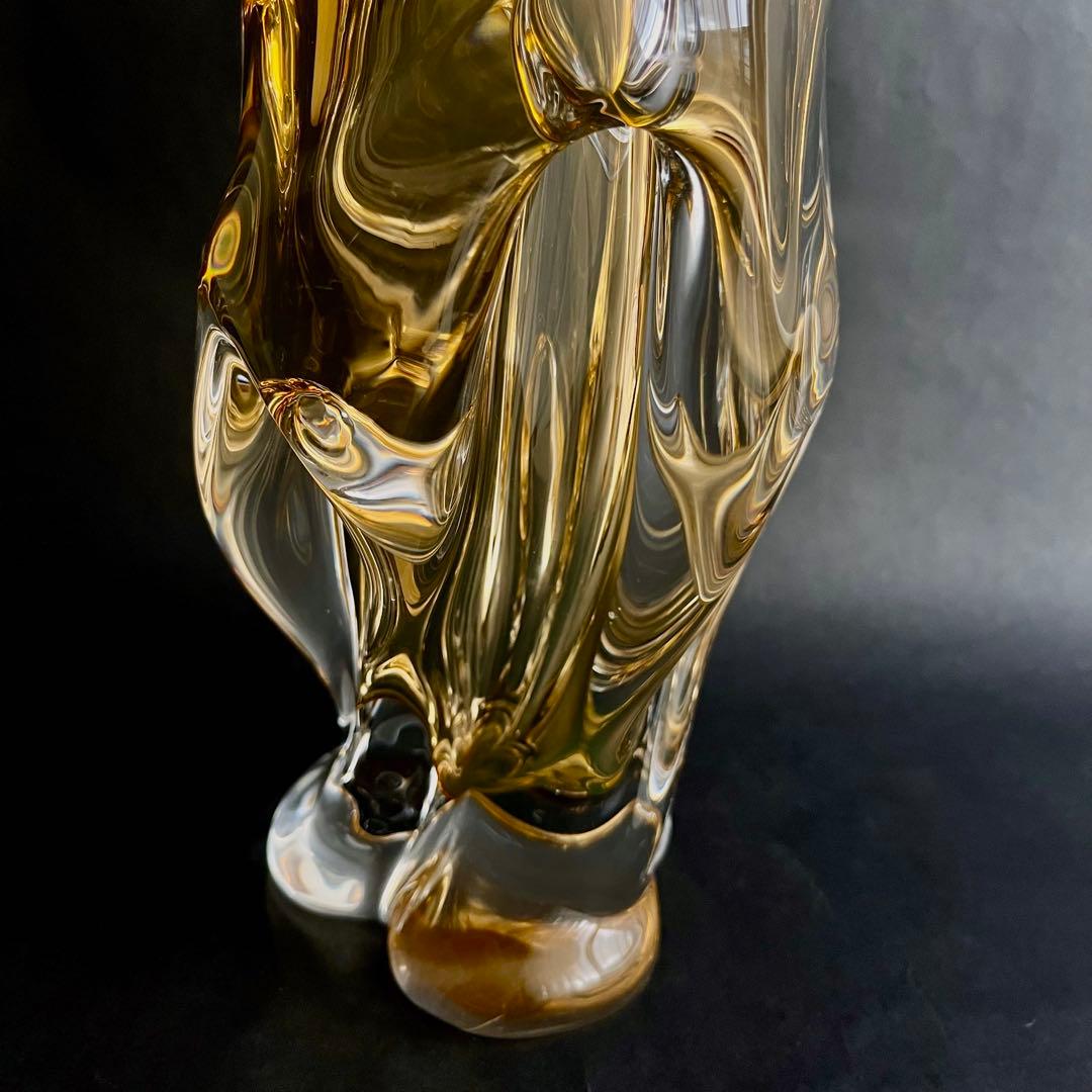 ★アンティーク★パリ発流れるような琥珀色のガラス製フラワーベース• 花器•花瓶