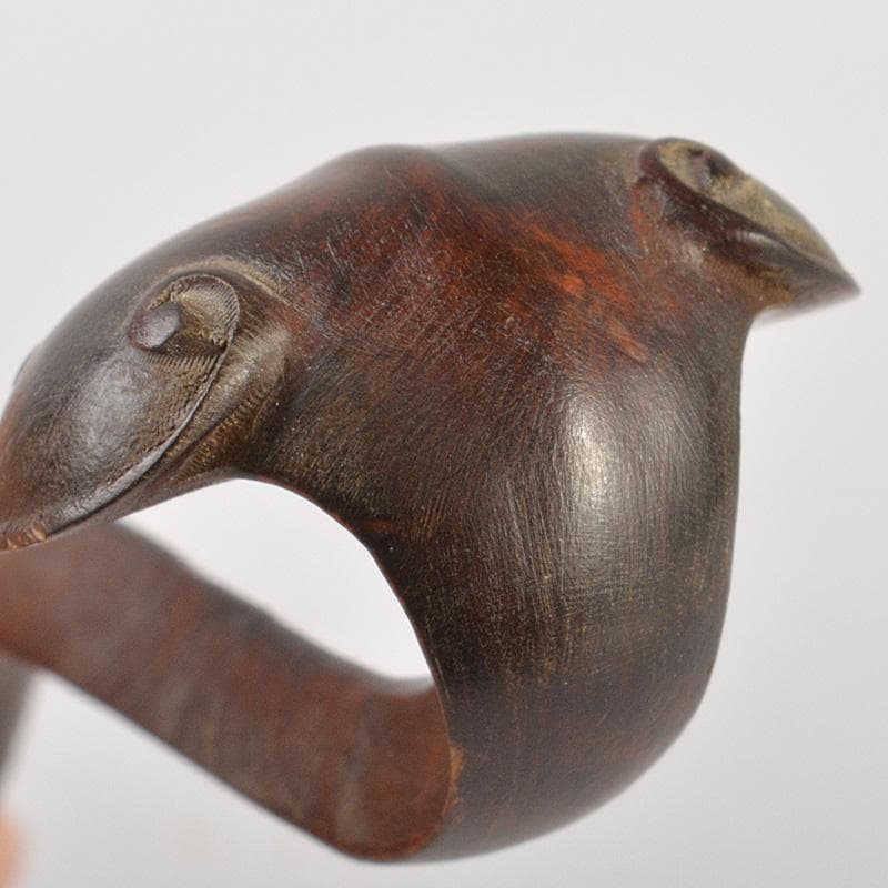 中国　唐木紅木彫刻　如意　置物　C　6694E