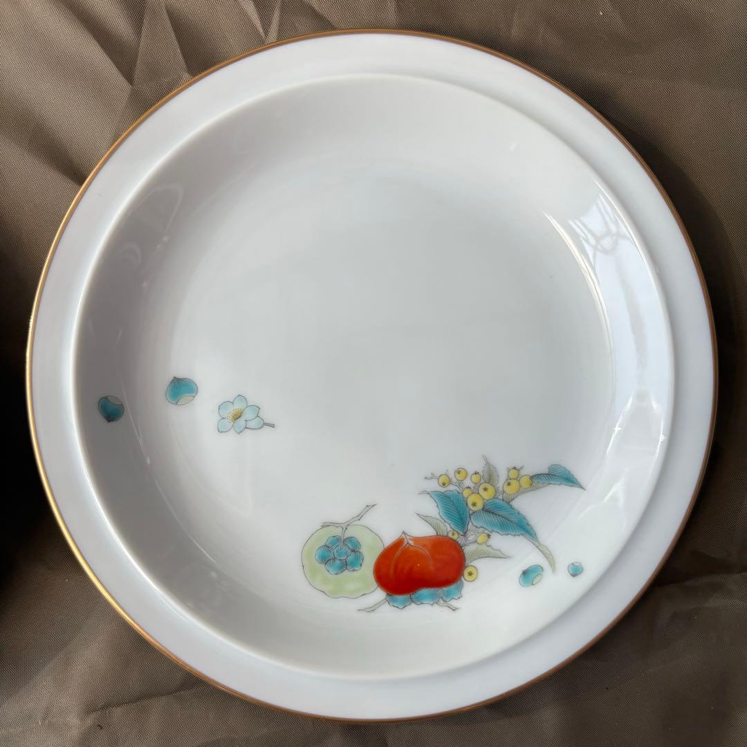 深川製磁　中皿　銘々皿　秋の実り　柿　枇杷　専用ケース付き