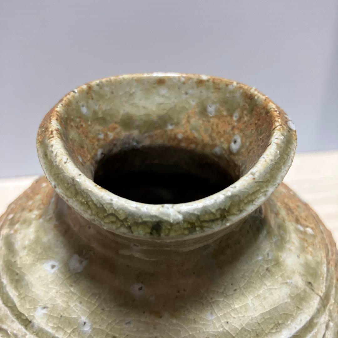 D-壁 備前焼 蹲 花入 陶印あり 環付 小壺 瓢箪印 骨董 花瓶 茶道具