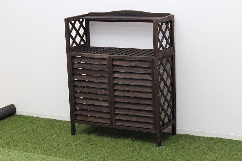 ２個セット 棚付き木製室外機カバー　ホワイト