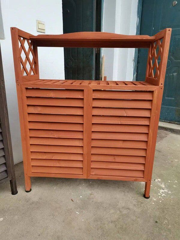 ２個セット 棚付き木製室外機カバー　ホワイト