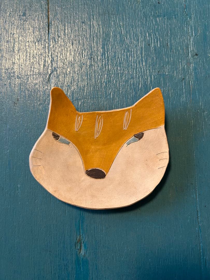 ★作家もの器★長田恵★希少★キツネ小皿★新品未使用★ミニプレート★取り皿豆皿