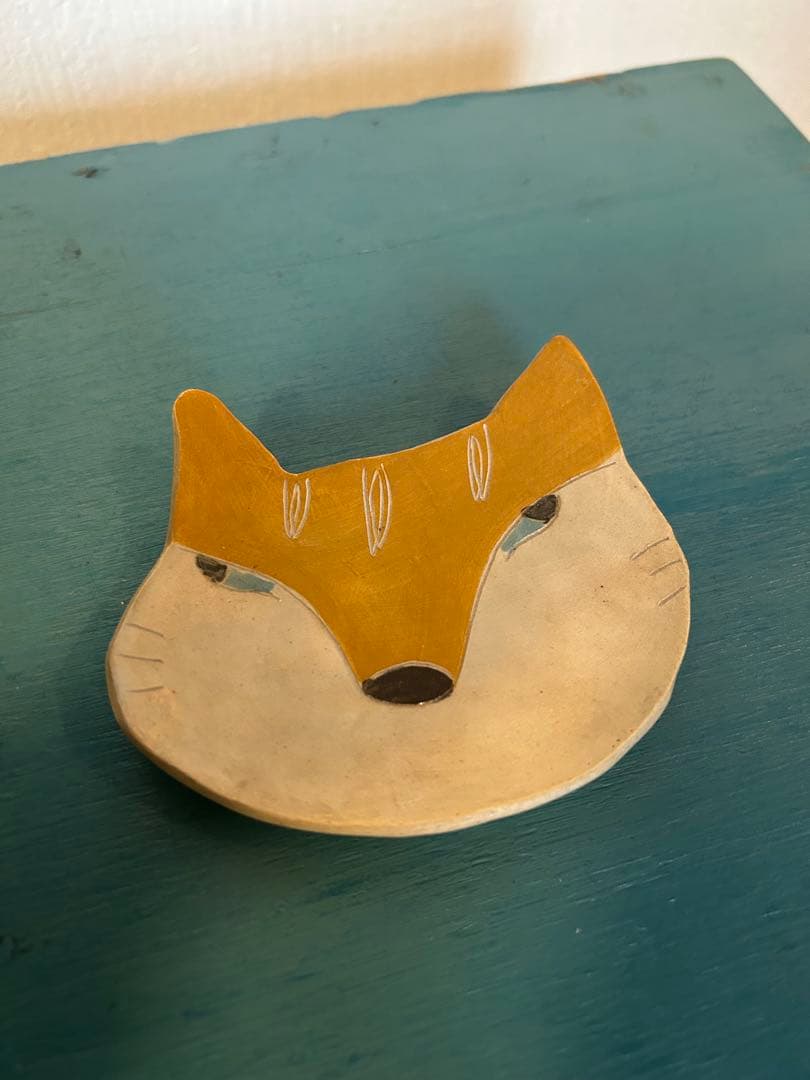★作家もの器★長田恵★希少★キツネ小皿★新品未使用★ミニプレート★取り皿豆皿