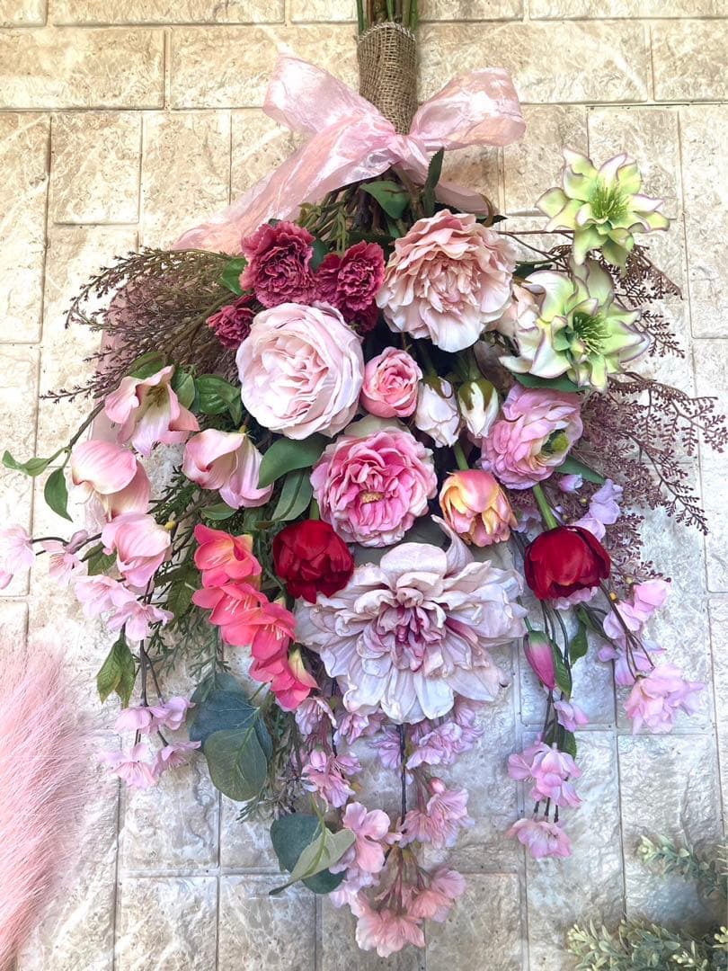 光触媒　人工観葉植物　ウォールグリーン　フェイクグリーン　春のスワッグ77