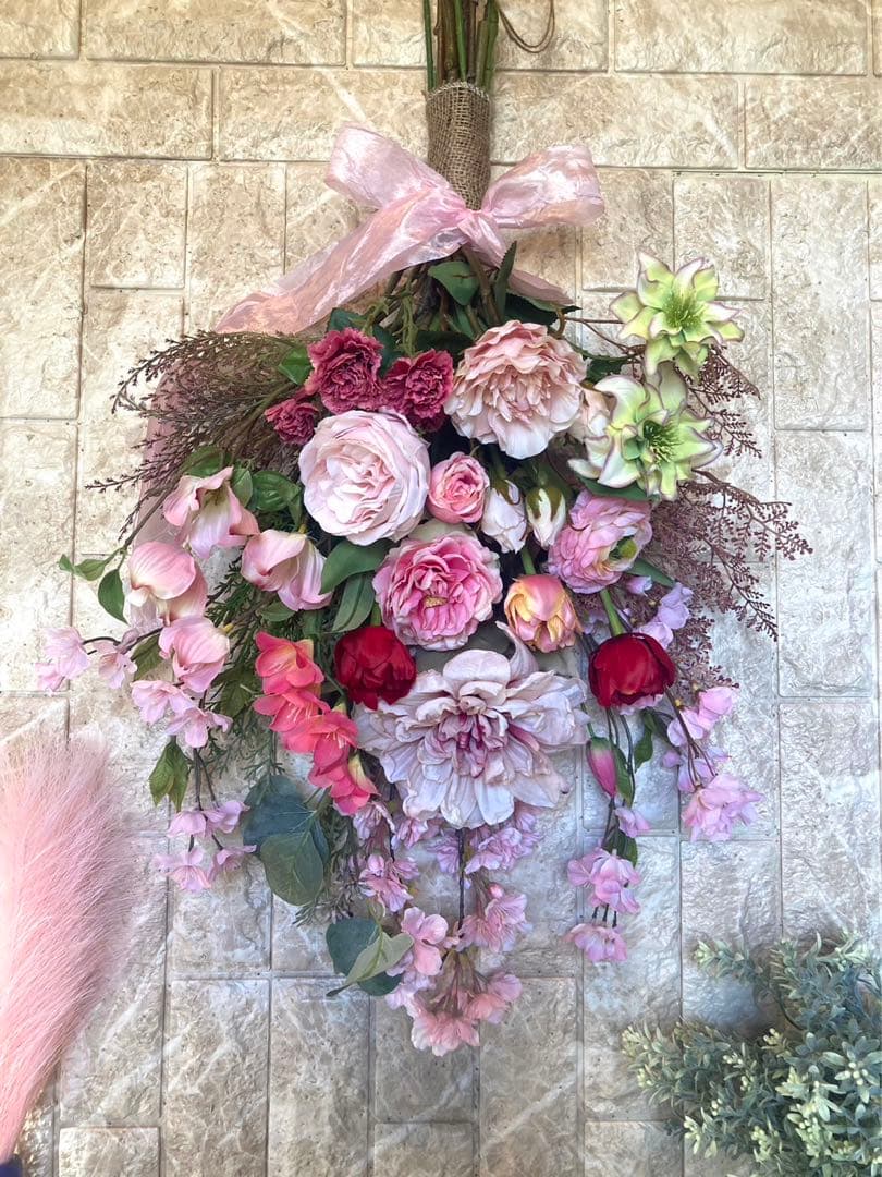 光触媒　人工観葉植物　ウォールグリーン　フェイクグリーン　春のスワッグ77