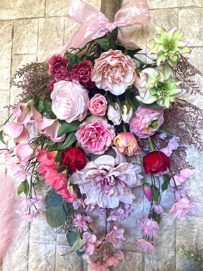 光触媒　人工観葉植物　ウォールグリーン　フェイクグリーン　春のスワッグ77