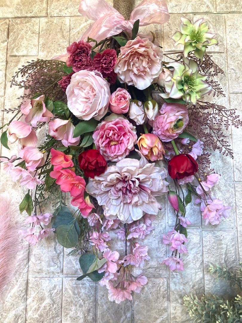 光触媒　人工観葉植物　ウォールグリーン　フェイクグリーン　春のスワッグ77