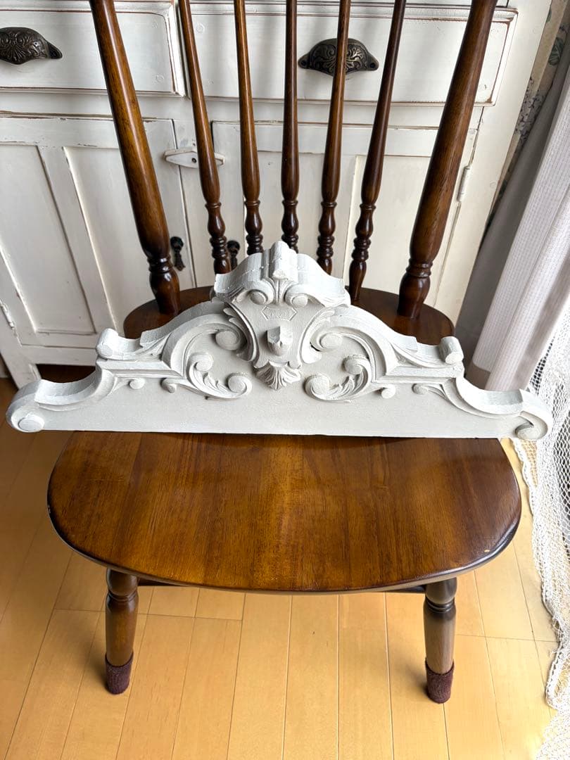 フランスアンティーク　ペディメント　木製パーツ　壁飾り　家具装飾　オブジェ　彫刻