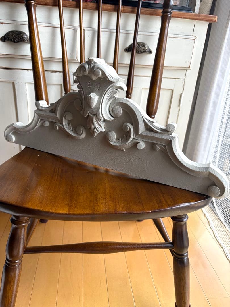 フランスアンティーク　ペディメント　木製パーツ　壁飾り　家具装飾　オブジェ　彫刻