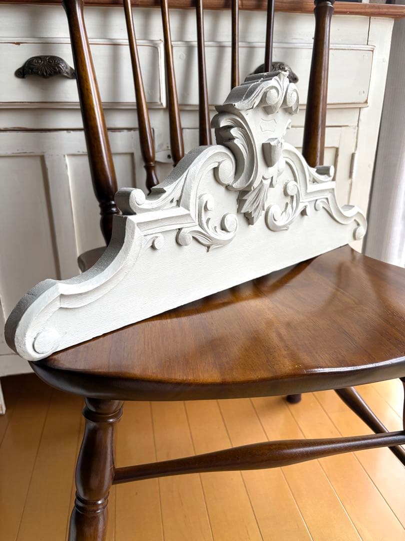 フランスアンティーク　ペディメント　木製パーツ　壁飾り　家具装飾　オブジェ　彫刻