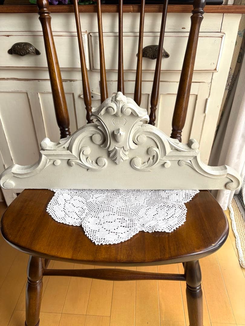 フランスアンティーク　ペディメント　木製パーツ　壁飾り　家具装飾　オブジェ　彫刻