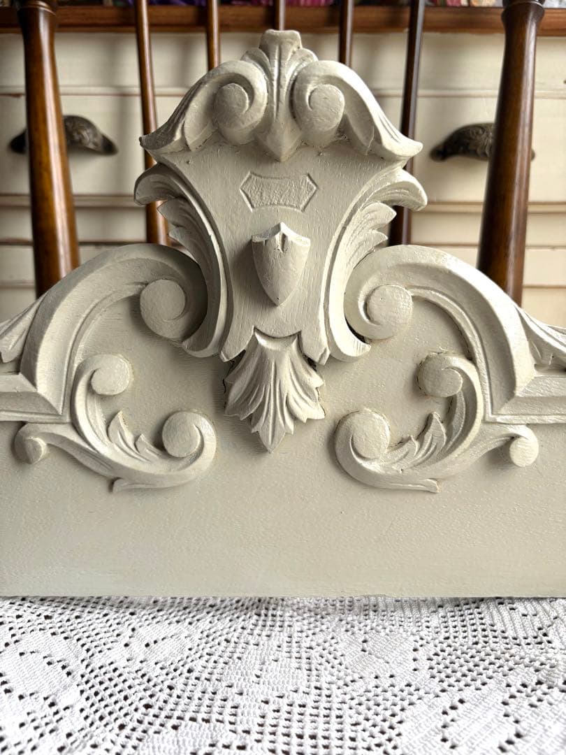 フランスアンティーク　ペディメント　木製パーツ　壁飾り　家具装飾　オブジェ　彫刻