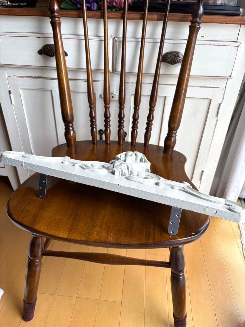 フランスアンティーク　ペディメント　木製パーツ　壁飾り　家具装飾　オブジェ　彫刻