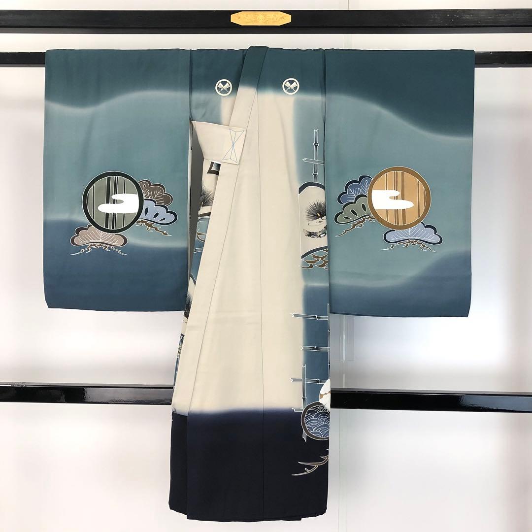 子供着物 お宮参り 七五三 祝着 襦袢付 松に鷲 龍 青海波 CK-7387