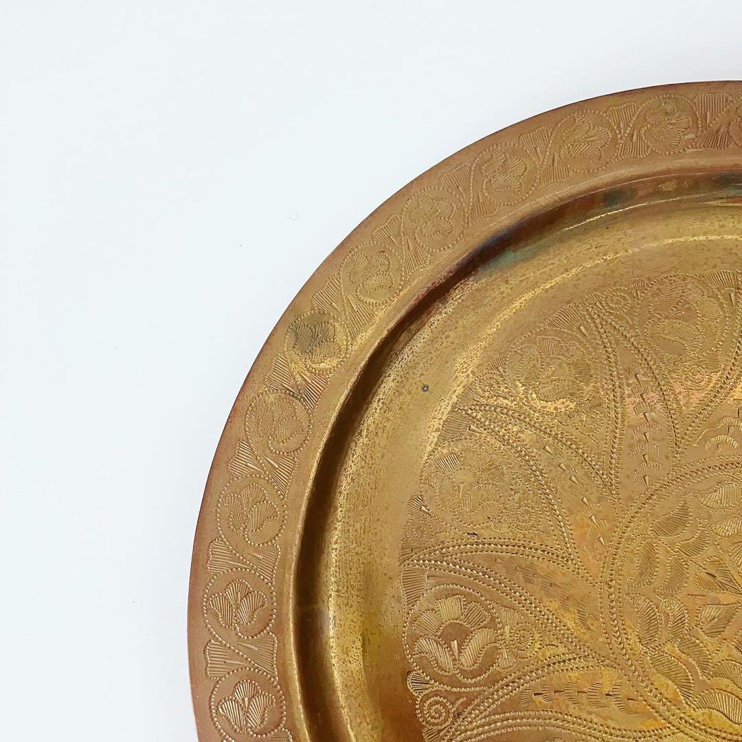 真鍮トレイ　工芸品　モロッコ　古物　ブロカント　蚤の市　ビンテージ雑貨　置物