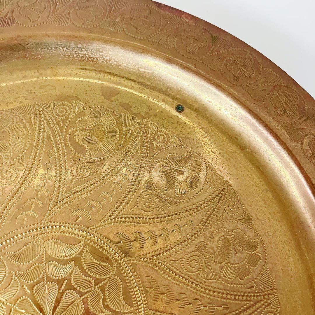 真鍮トレイ　工芸品　モロッコ　古物　ブロカント　蚤の市　ビンテージ雑貨　置物