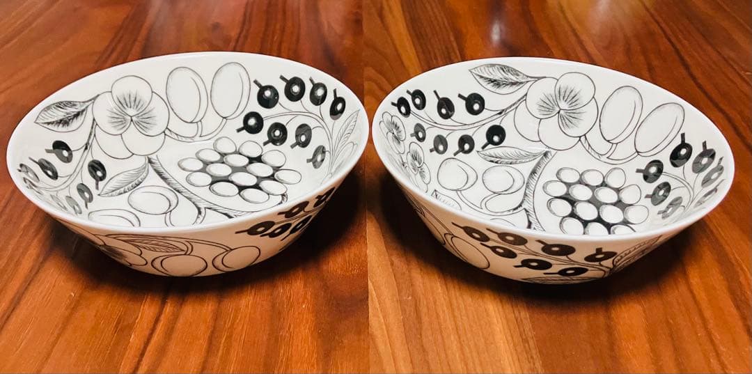 used アラビア　パラティッシ　ボウル　ブラック　17㎝　2点　旧ロゴ お皿