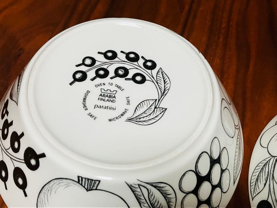 used アラビア　パラティッシ　ボウル　ブラック　17㎝　2点　旧ロゴ お皿