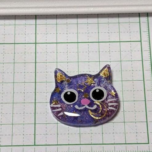 猫　レジンヘアゴム　きらめき月星