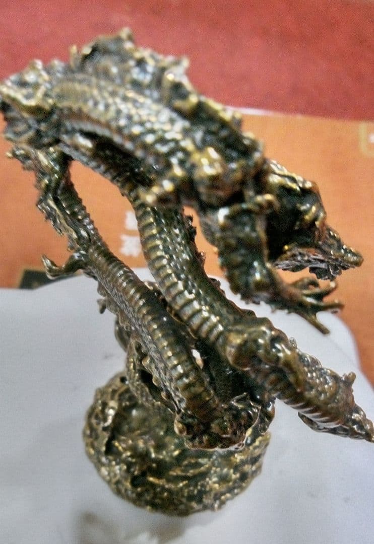 金運、開運、福神ドラゴン ブロンズ 彫刻 約10cm 開運金運縁起（未使用）昇竜