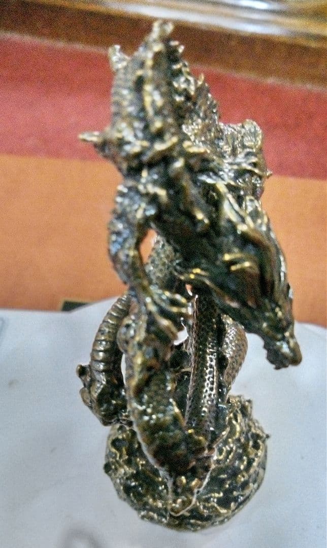 金運、開運、福神ドラゴン ブロンズ 彫刻 約10cm 開運金運縁起（未使用）昇竜