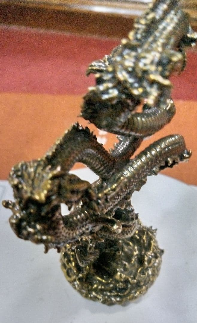 金運、開運、福神ドラゴン ブロンズ 彫刻 約10cm 開運金運縁起（未使用）昇竜