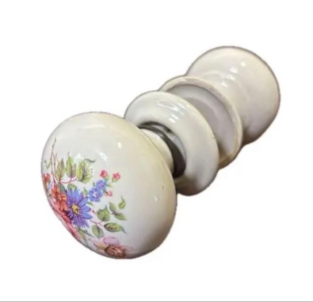 イギリス　フランス　陶器製　ドアノブ　ビクトリアン調　約7cm ヴィンテージ