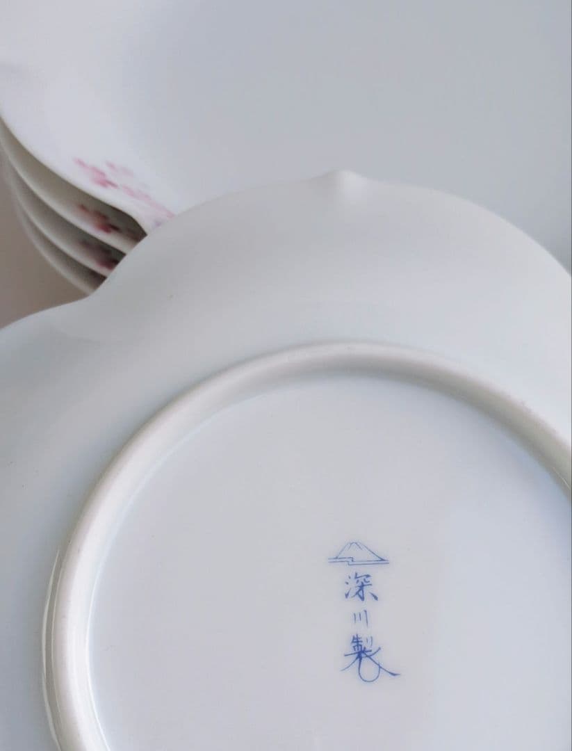 廃盤品✩深川製磁　桜舞う　花型盛皿　５枚
