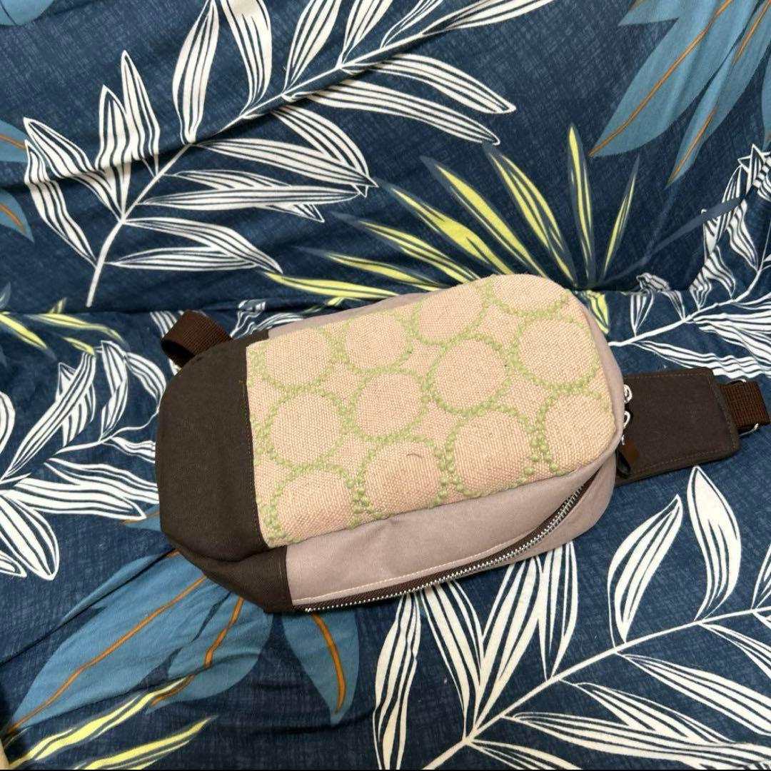 ミナペルホネン　ハンドメイド　BOXタイプボディバッグ タンバリン　ピンクミント