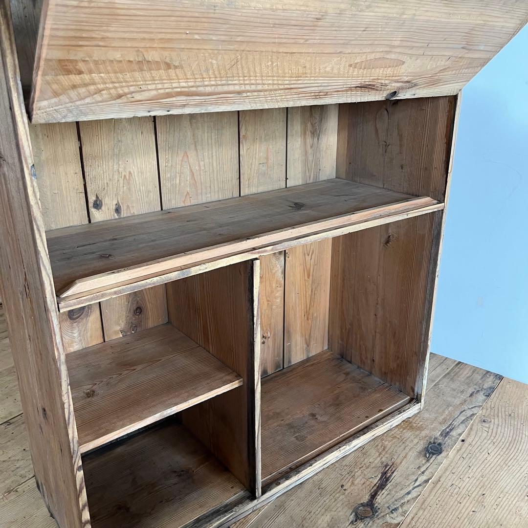 アンティーク パタパタ棚 チェスト 本棚 食器棚 無垢材 無塗装