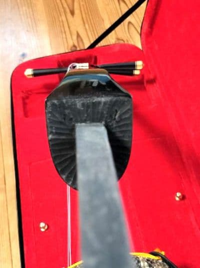 ビンテージ三線、本革1枚張り、真壁型、美音