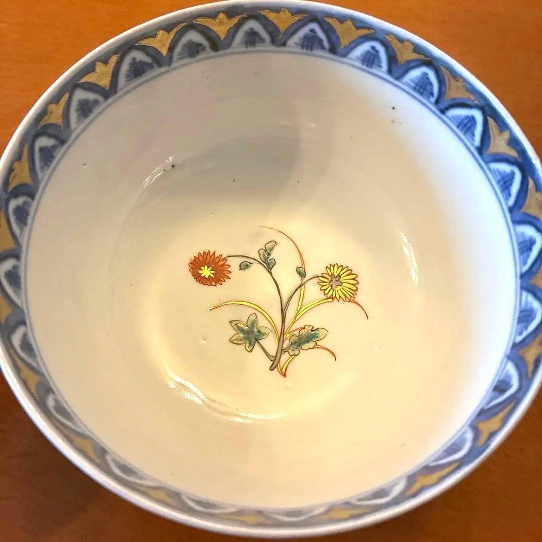 最終価格　古伊万里　鳥　花　蓋付茶碗　2客