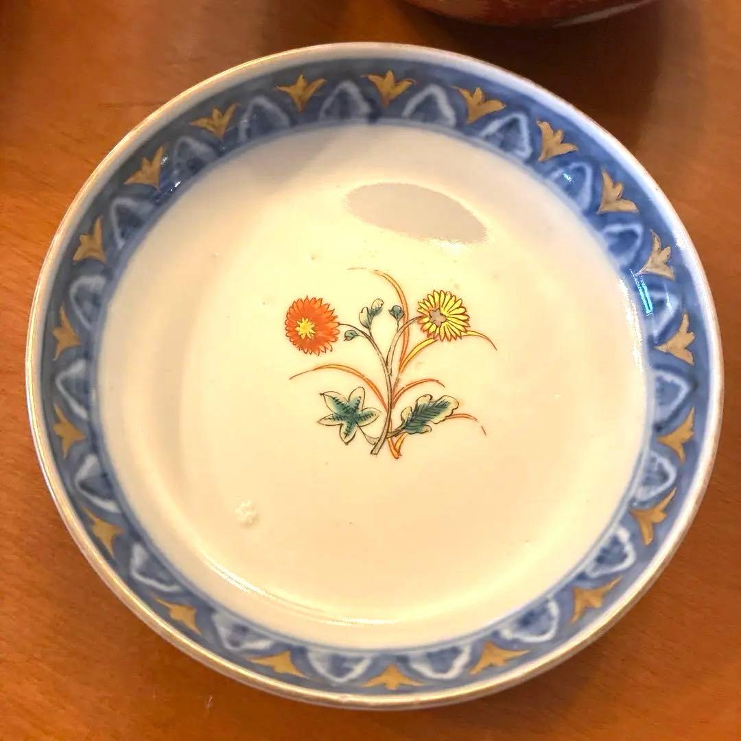 最終価格　古伊万里　鳥　花　蓋付茶碗　2客