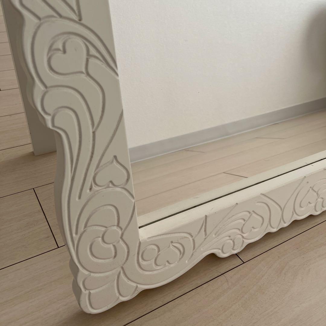 アンティーク調 大型 姿見 スタンドミラー シャビーシック フレンチ