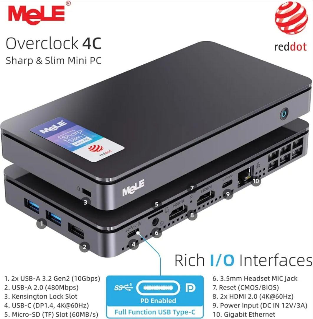 MeLE Mini PC Overclock4C｜N100/16GB/512GB