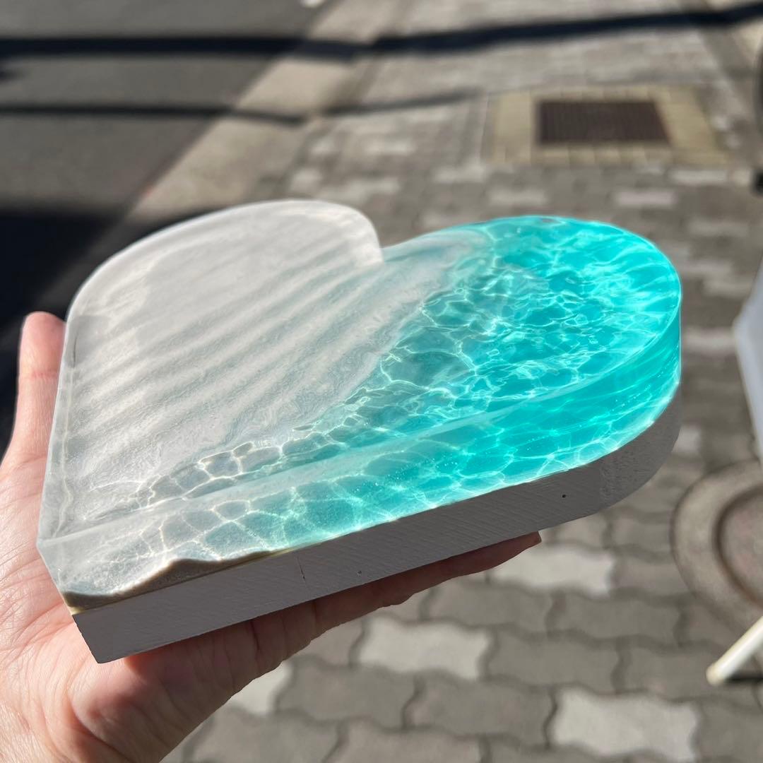 【波紋アート⑥】～凪～／砂紋／15cmハート／ナチュラルサンド／枠なし