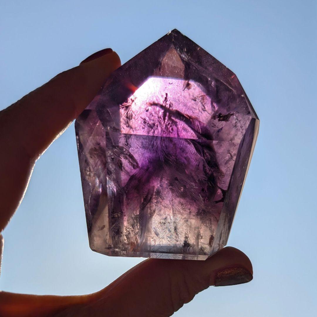アメジスト　ファントム　高品質　タワー　ポリッシュ　紫水晶　天然石