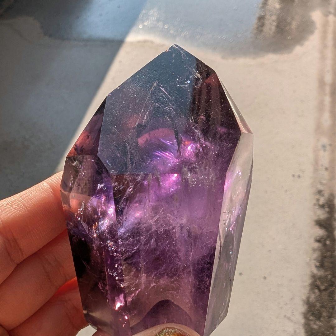 アメジスト　ファントム　高品質　タワー　ポリッシュ　紫水晶　天然石