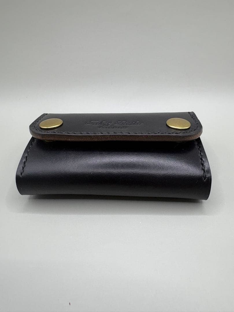 コンパクト財布　HORWEEN　クロムエクセル(ホーウィン社)　茶芯ブラック②