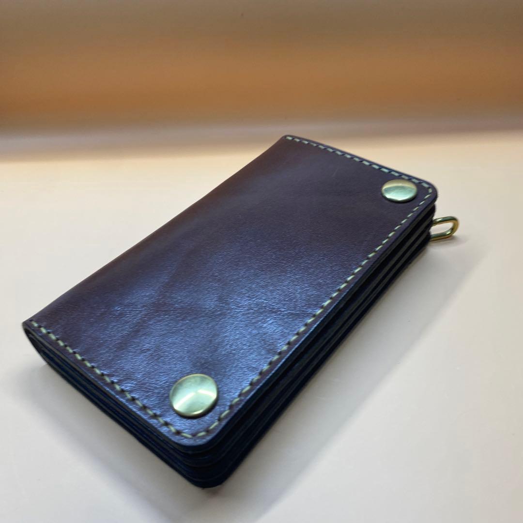 ラスト 栃木レザー 無骨 刻印 真鍮 ミドルトラッカーウォレット 小判 BTW