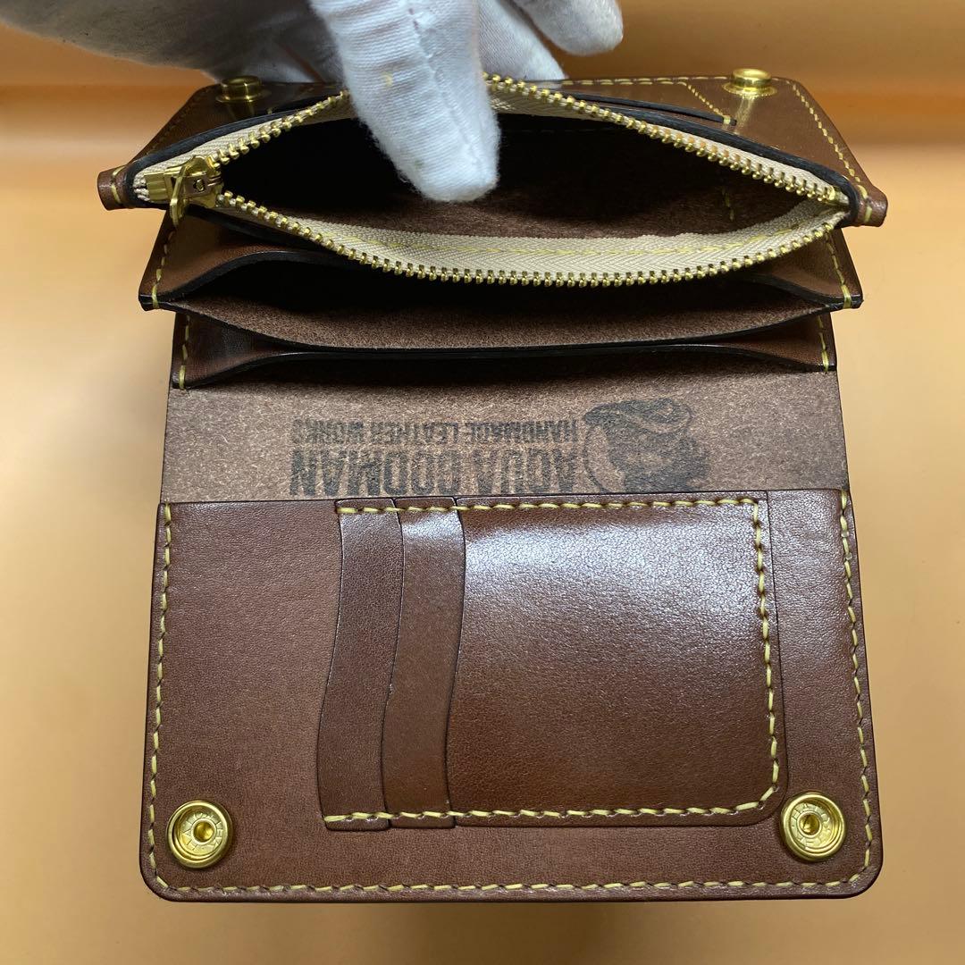 ラスト 栃木レザー 無骨 刻印 真鍮 ミドルトラッカーウォレット 小判 BTW