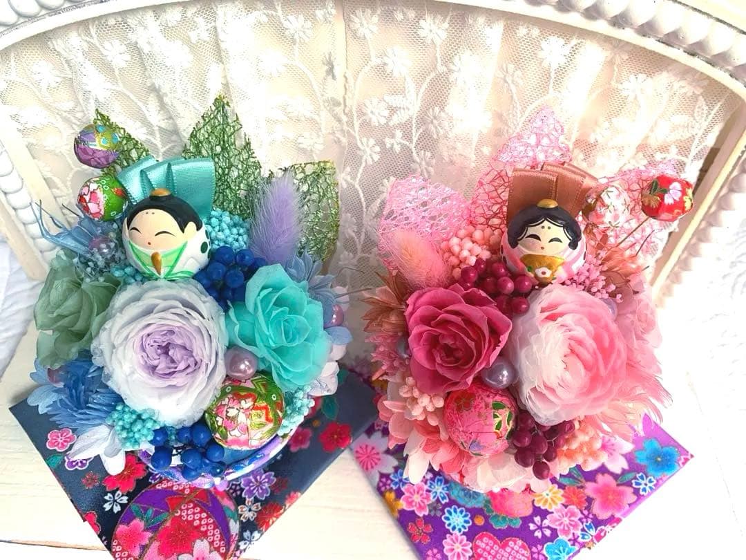 HANDMADE プリザーブドフラワー　お雛様セット