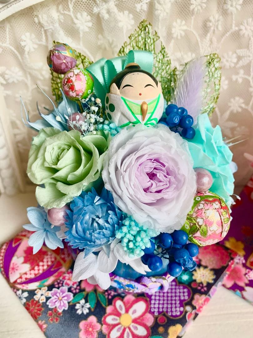 HANDMADE プリザーブドフラワー　お雛様セット