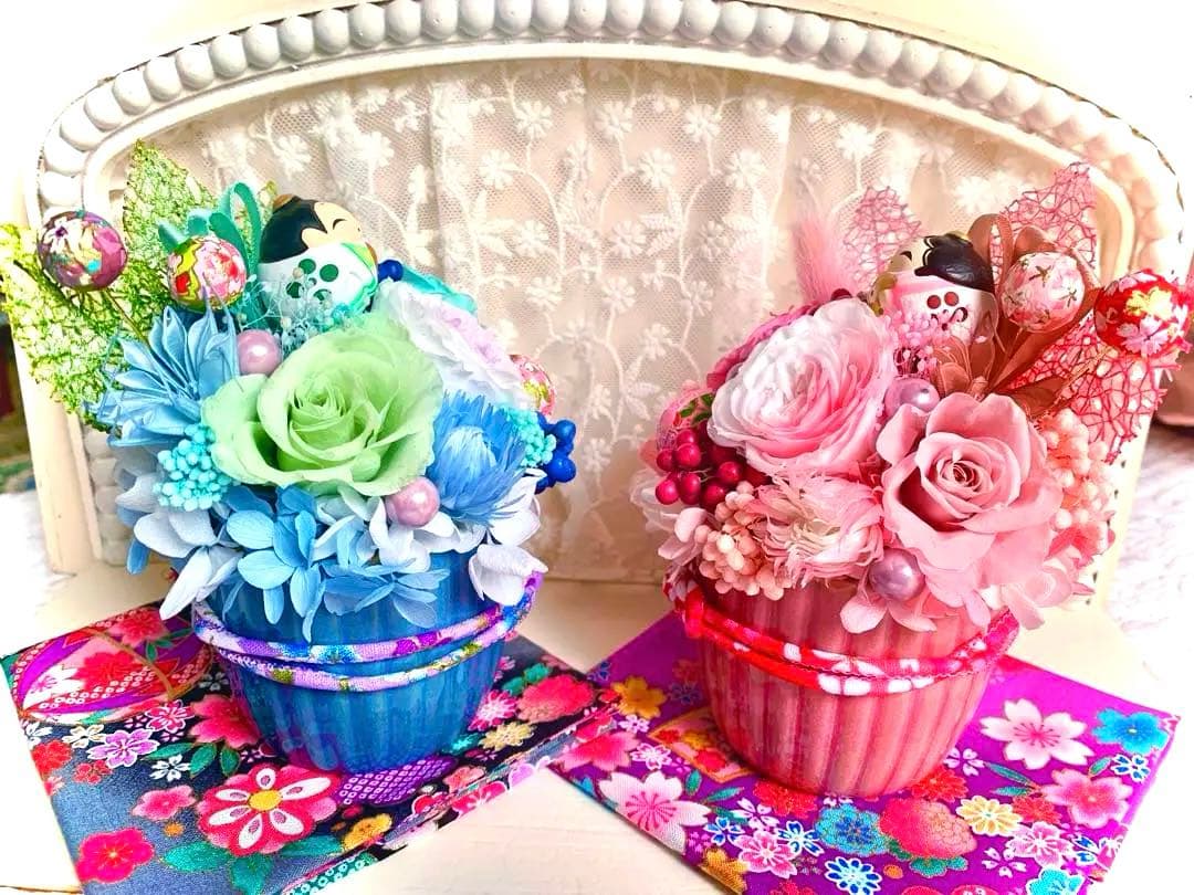 HANDMADE プリザーブドフラワー　お雛様セット