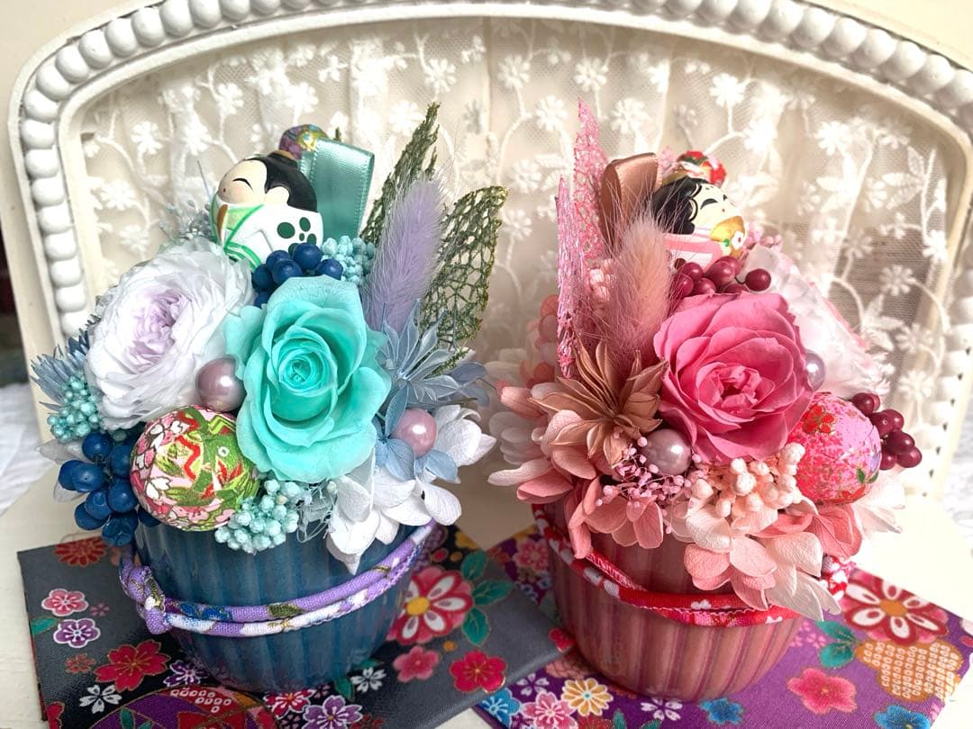 HANDMADE プリザーブドフラワー　お雛様セット