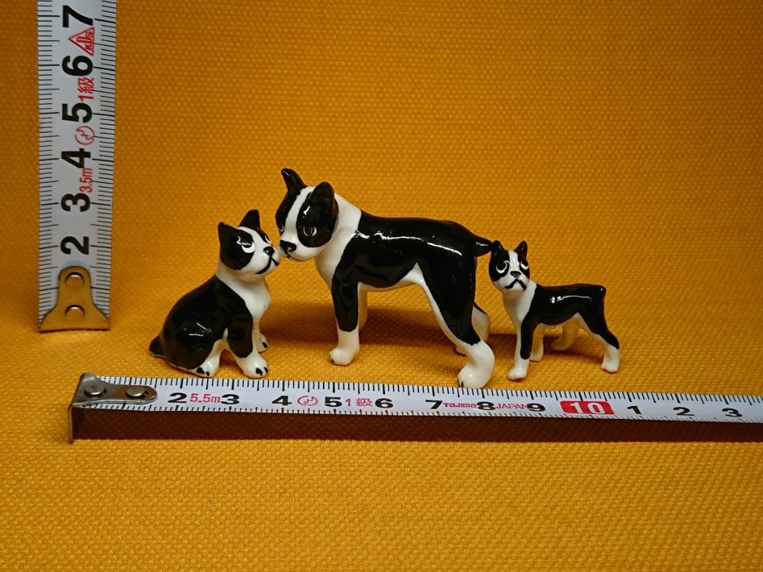 【美品】犬　ボストンテリア　陶器　置物　インテリア　工芸品　美術品　A2671