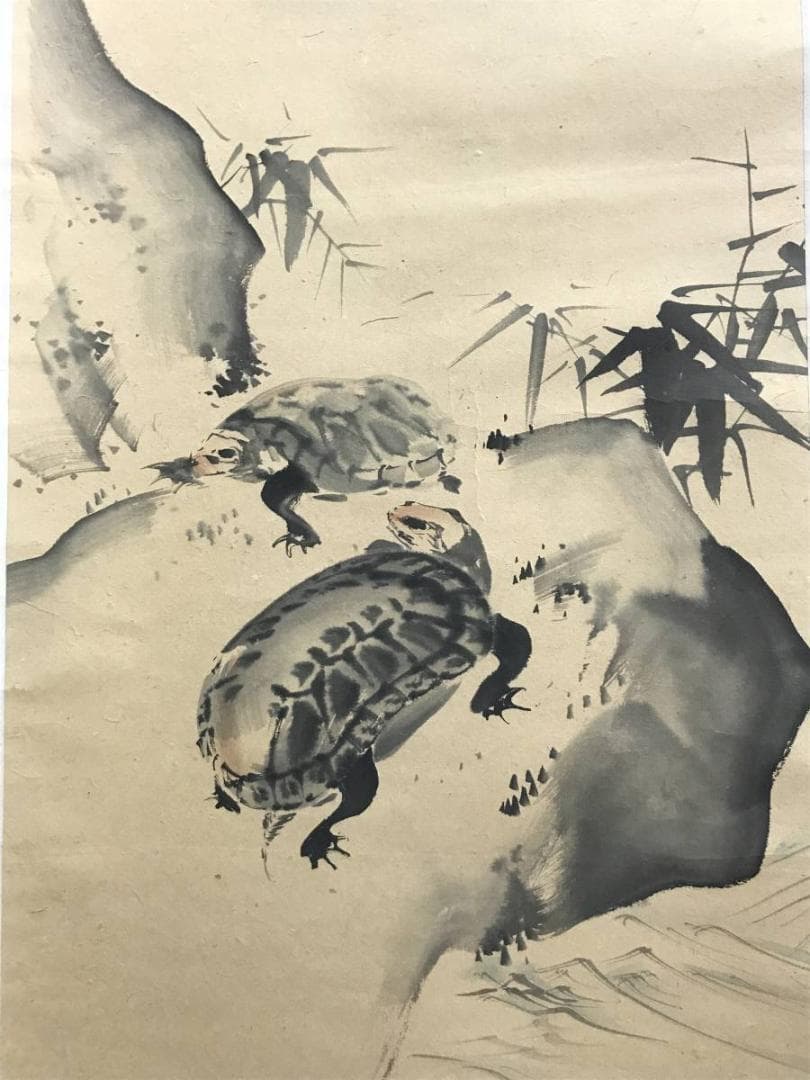 作者不詳/鶴亀図/鶴図/亀図/双幅/掛軸/名家伝来/AC-759