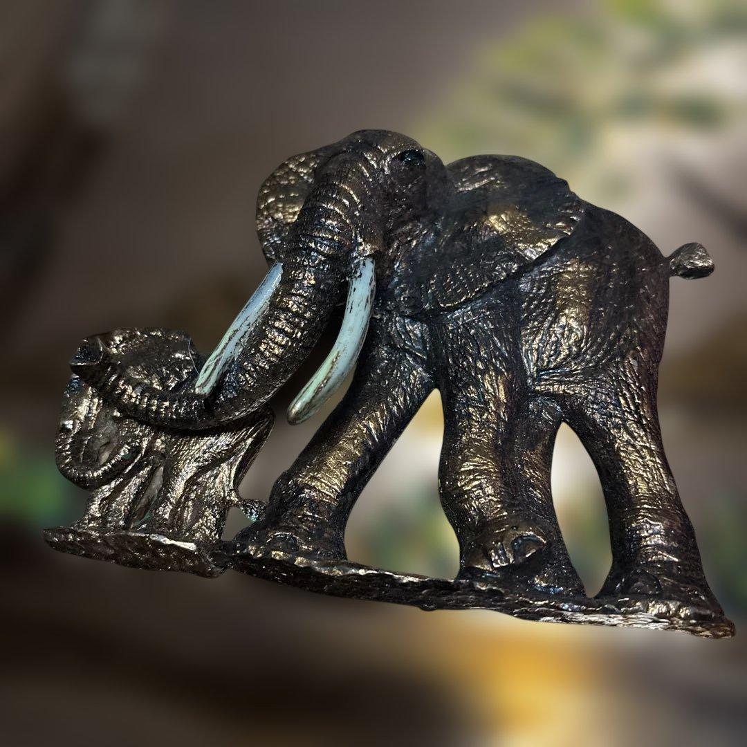 銅版レリーフ　象の風景